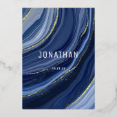 バー（ユダヤ教の）バル・ミツバーアガテマーブルゴールドフォイル実在招待状 箔招待状 (裏面)