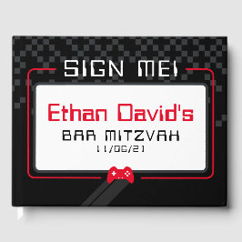 バー（ユダヤ教の）バル・ミツバーウェルカムゲーマークールトレンディーブラックレッド ゲストブック