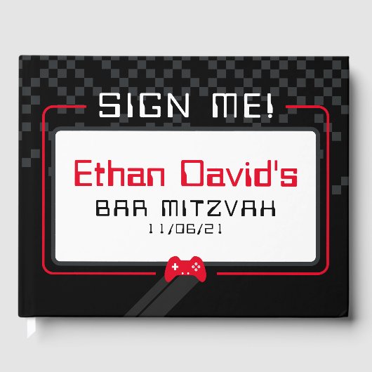 バー(ユダヤ教の)バル・ミツバーウェルカムゲーマークールトレンディーブラックレッド ゲストブック (正面)