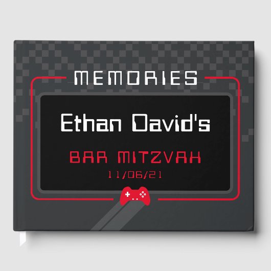 バー(ユダヤ教の)バル・ミツバーウェルカムゲーマークールトレンディーレッドブラック ゲストブック (正面)