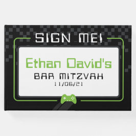 バー（ユダヤ教の）バル・ミツバーウェルカムゲーマークールブラックライムグリーン ゲストブック