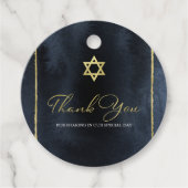 バー（ユダヤ教の）バル・ミツバーウォーターカラーメッセージカード |抽象芸術青 フェイバータグ (正面)