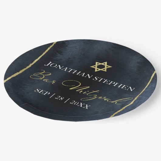 バー（ユダヤ教の）バル・ミツバーウォーターカラー紙プレート |抽象芸術 ペーパープレート (アングル)