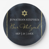 バー（ユダヤ教の）バル・ミツバーウォーターカラー紙プレート |抽象芸術 ペーパープレート (正面)