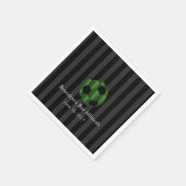 バー（ユダヤ教の）バル・ミツバーエメラルドグリーンとブラックサッカーボール スタンダードカクテルナプキン (角)