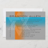 バー（ユダヤ教の）バル・ミツバーオレンジとターコイズオン任意の色 招待状 (正面)