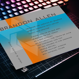 バー（ユダヤ教の）バル・ミツバーオレンジとターコイズオン任意の色 招待状