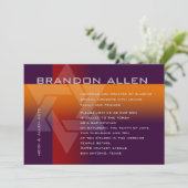 バー（ユダヤ教の）バル・ミツバーオレンジと任意の色の赤 招待状 (スタンド正面)