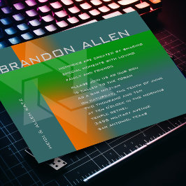 バー（ユダヤ教の）バル・ミツバーオレンジと緑on Any Color 招待状