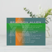 バー（ユダヤ教の）バル・ミツバーオレンジと緑on Any Color 招待状 (スタンド正面)