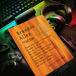 バー（ユダヤ教の）バル・ミツバーオレンジストリークス招待状 招待状