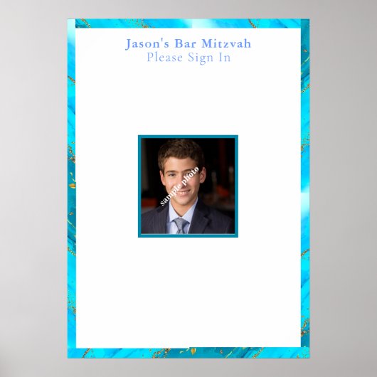バー(ユダヤ教の)バル・ミツバーカスタム、フォト・サイン・イン・ボード ポスター (正面)