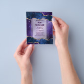 バー(ユダヤ教の)バル・ミツバーカードシアルスカイズブルー銀河系金ゴールド チラシ (手)