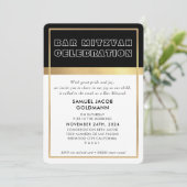 バー(ユダヤ教の)バル・ミツバークール宇宙黒モダン金ゴールドフレームInv 招待状 (スタンド正面)