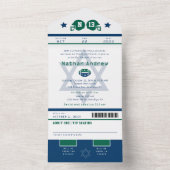 バー（ユダヤ教の）バル・ミツバーグリーンブルーサッカースポーツチケット オールインワン招待状 (内側)