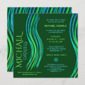 バー(ユダヤ教の)バル・ミツバーグリーン祈りの言葉ショール招待状 招待状 (正面/裏面)