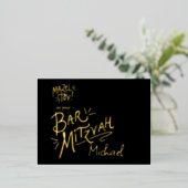 バー（ユダヤ教の）バル・ミツバーゴールドフォイルマゼルトヴカスタムィー 箔シーズンポストカード (立ち正面)