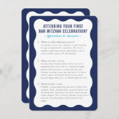 バー(ユダヤ教の)バル・ミツバーサービス情報アドバイスネイビー 招待状 (正面/裏面)