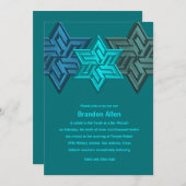 バー（ユダヤ教の）バル・ミツバーシェーズ・オブ・ティール（緑がかった色）、スター・オブ・デイビッド 招待状 (正面/裏面)