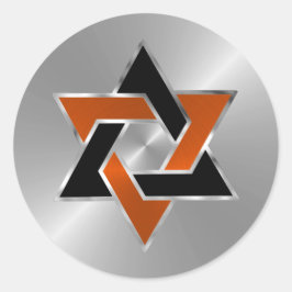 バー（ユダヤ教の）バル・ミツバーシルバーオレンジブラックスターオブデイビッド ラウンドシール