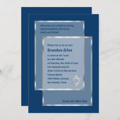 バー(ユダヤ教の)バル・ミツバーシルバーフレーム付き任意の色 招待状 (正面/裏面)