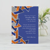 バー（ユダヤ教の）バル・ミツバーシルバーブルーオレンジスターオブデイビッド 招待状 (スタンド正面)