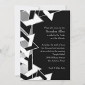 バー（ユダヤ教の）バル・ミツバーシルバー白黒スターオブデイビッド 招待状 (正面)