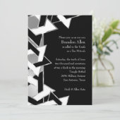 バー（ユダヤ教の）バル・ミツバーシルバー白黒スターオブデイビッド 招待状 (スタンド正面)