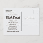 バー（ユダヤ教の）バル・ミツバーシンプルカスタム招待状 インビテーションポストカード (裏面)