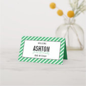 バー（ユダヤ教の）バル・ミツバーシンプルブモダンはっきりしたロック黒緑 プレイスカード (裏面)