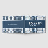 バー(ユダヤ教の)バル・ミツバーシンプルブモダンはっきりしたロックChevron Navy ゲストブック (全面)