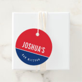 バー(ユダヤ教の)バル・ミツバーシンプルブルーモダンレッドサッカー フェイバータグ (インサイチュ)