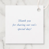 バー(ユダヤ教の)バル・ミツバーシンプル幾何モダン灰色ブルー フェイバータグ (裏面)