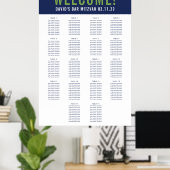 バー(ユダヤ教の)バル・ミツバーシーティングチャート18テーブルnavy green ポスター (ホームオフィス)