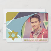 バー(ユダヤ教の)バル・ミツバースターオブデイビッドジオメトリックフォト招待状 招待状 (正面)