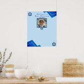 バー(ユダヤ教の)バル・ミツバースターオブデイビッドモダンブルージオメトリック ポスター (キッチン)