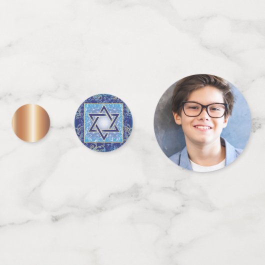 バー(ユダヤ教の)バル・ミツバースターオブデイビッド王室の金ゴールドユダヤ コンフェッティ (正面)