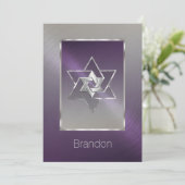 バー(ユダヤ教の)バル・ミツバースターオブデイヴィッドプラムシルバー 招待状 (スタンド正面)