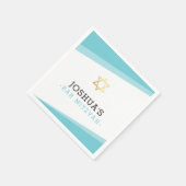 バー(ユダヤ教の)バル・ミツバースターシンプルモダンターコイズブルー スタンダードカクテルナプキン (角)