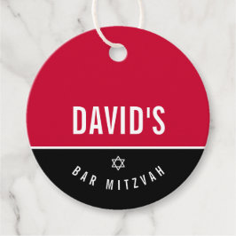 バー（ユダヤ教の）バル・ミツバースターシンプルモダンボーイグレイ赤 フェイバータグ