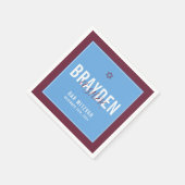 バー（ユダヤ教の）バル・ミツバースモダンタマルーンブルー スタンダードカクテルナプキン (角)