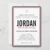 バー(ユダヤ教の)バル・ミツバースモダンターシンプルスポーティな男の子レッドグレー 招待状 (正面)