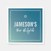 バー（ユダヤ教の）バル・ミツバースモダンター青ミント勾配 スタンダードカクテルナプキン (正面)