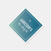 バー（ユダヤ教の）バル・ミツバースモダンター青ミント勾配 スタンダードカクテルナプキン (角)