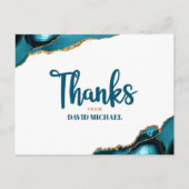 バー(ユダヤ教の)バル・ミツバーターコイズアゲーはっきりしたトScript Thank You ポストカード (正面)