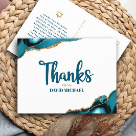 バー（ユダヤ教の）バル・ミツバーターコイズアゲーはっきりしたトScript Thank You ポストカード