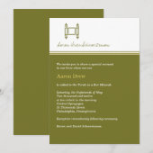 バー（ユダヤ教の）バル・ミツバートラオリーブグリーン招待状 招待状 (正面/裏面)