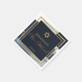 バー(ユダヤ教の)バル・ミツバーナプキンス | 水彩抽象芸術青 スタンダードカクテルナプキン (角)