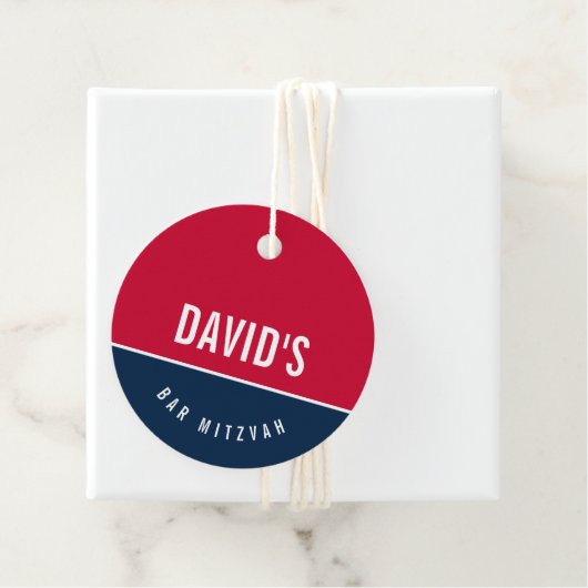 バー(ユダヤ教の)バル・ミツバーネイビシンプルーモダンブルーレッドサッカー フェイバータグ (インサイチュ)