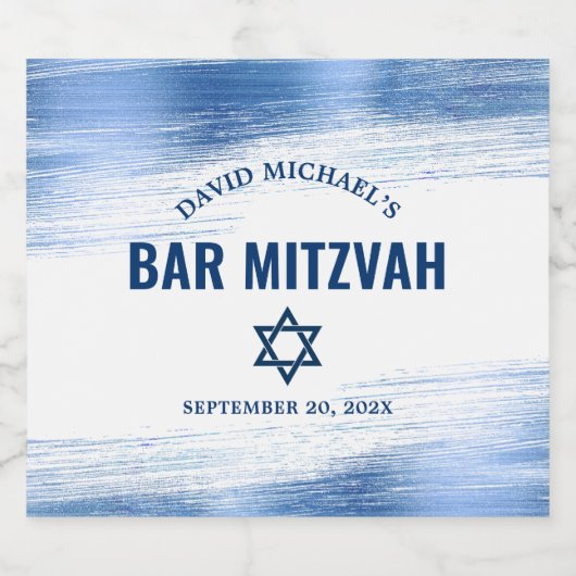 バー(ユダヤ教の)バル・ミツバーネイビーはっきりしたタイポグラフィブルーフォイルモダン ビールラベル (シングルラベル)